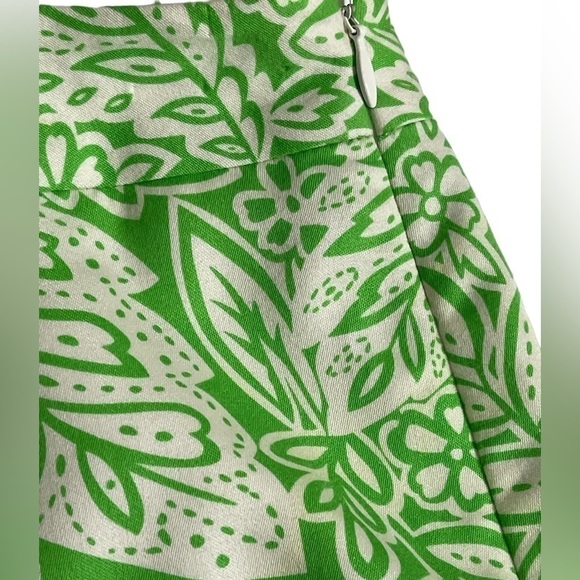 PENDLETON Ankle Cropped‎ Lined Pants Silk Cotton Floral Green 6P - Picture 5 of 10